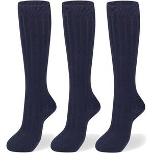 3 Packs Unisex Black Soft Knee High School Uniform Socks for Boys‎ and Girls